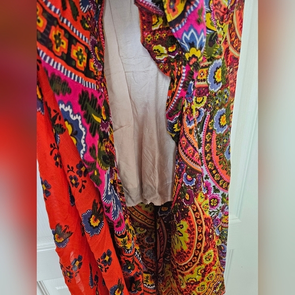 Women's Anthropologie Akemi + Kin Orange Floral Patchwork Dress size 0 - Picture 5 of 9